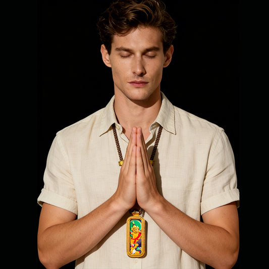 Foreseelucky Yellow Jambhala Thangka Pendant Rectangle