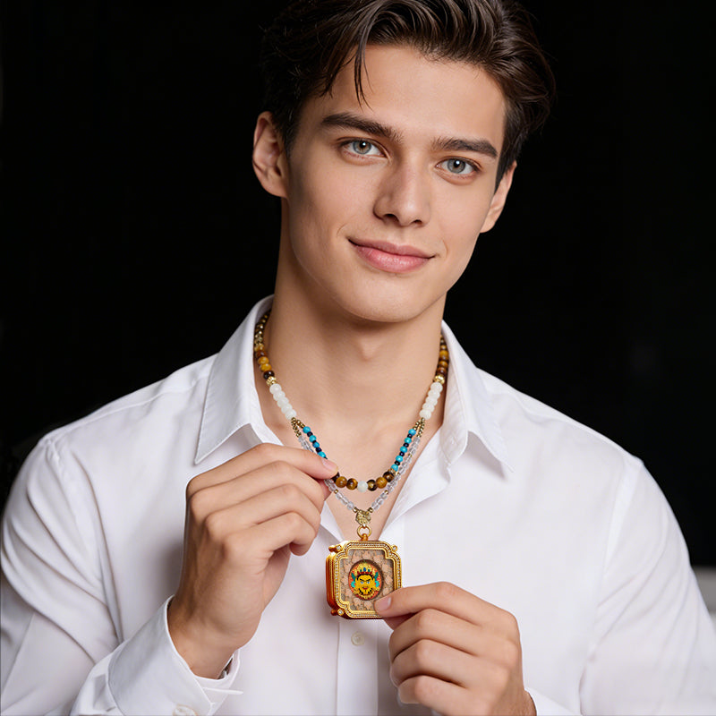 Foreseelucky Yellow Jambhala Thangka Pendant Square