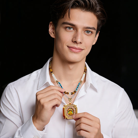 Foreseelucky Yellow Jambhala Thangka Pendant Square