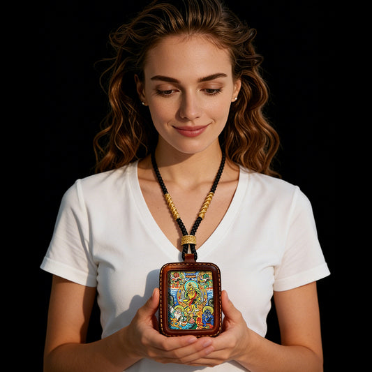 Foreseelucky Five Wealth Deities Thangka Pendant Style 4
