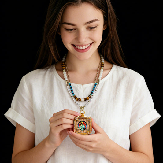 Foreseelucky Green Tara Thangka Pendant Style 2