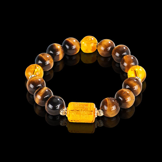 Natural Yellow Tiger’s Eye Stone Bead Bracelet
