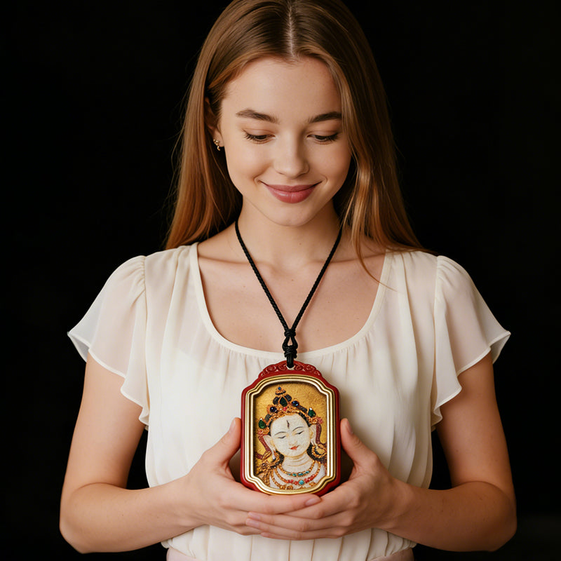 Foreseelucky White Tara Thangka Pendant Style 1