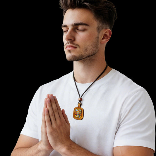 Foreseelucky Five Wealth Deities Thangka Pendant Style 1