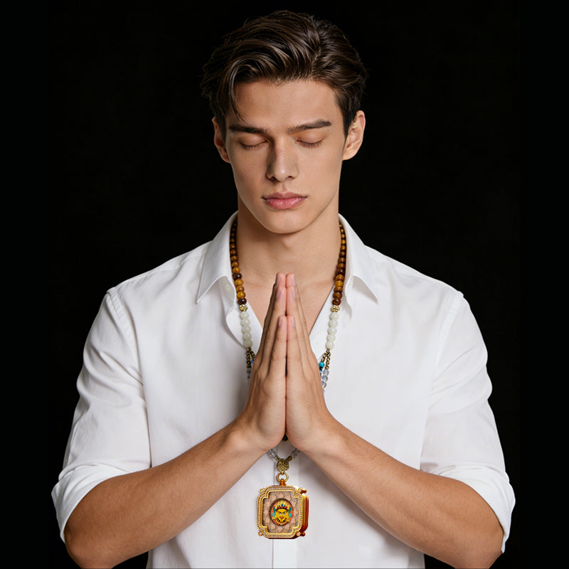 Foreseelucky Yellow Jambhala Thangka Pendant Square