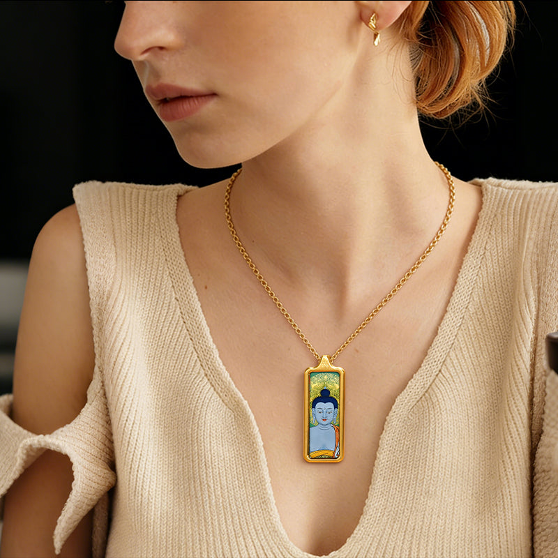 Foreseelucky Medicine Buddha Thangka Pendant Style 2