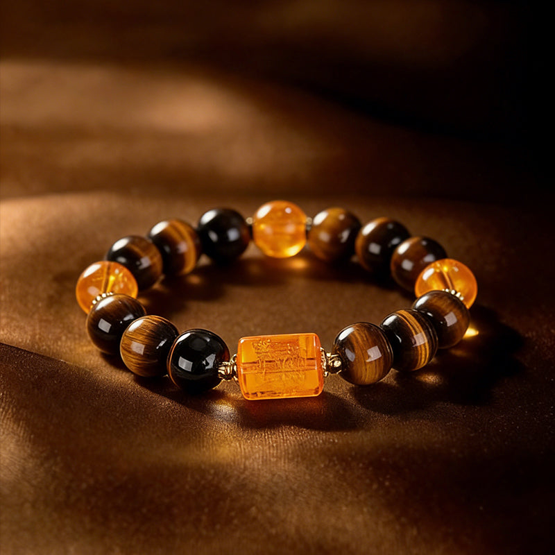 Natural Yellow Tiger’s Eye Stone Bead Bracelet