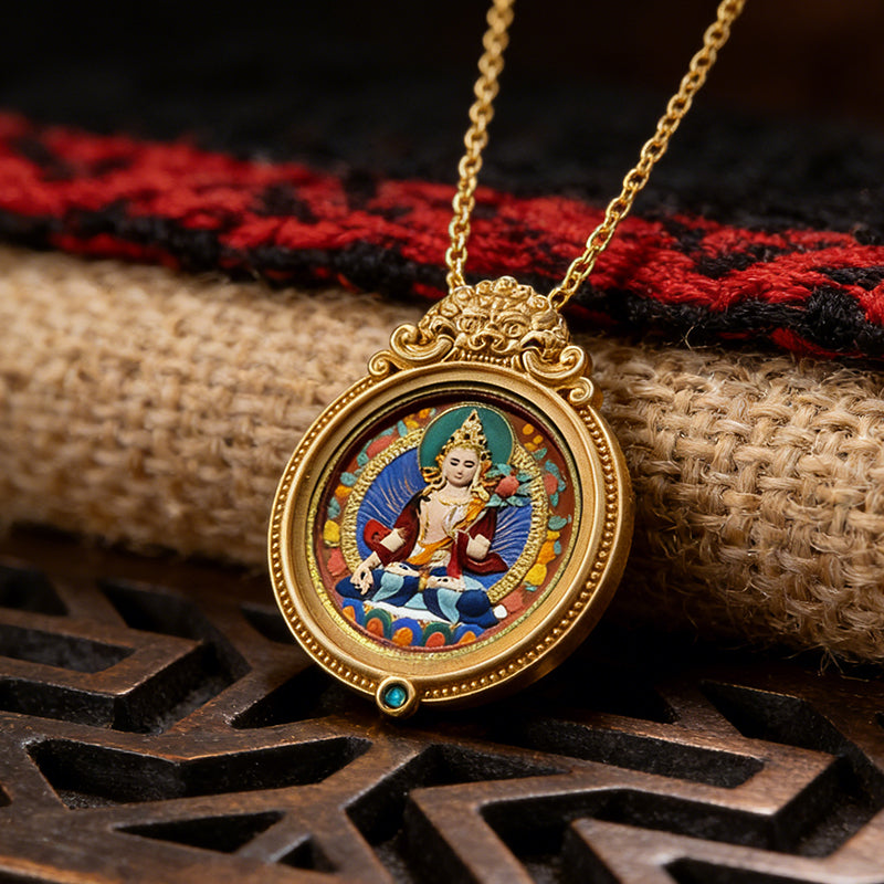 Foreseelucky White Tara Thangka Pendant Style 2