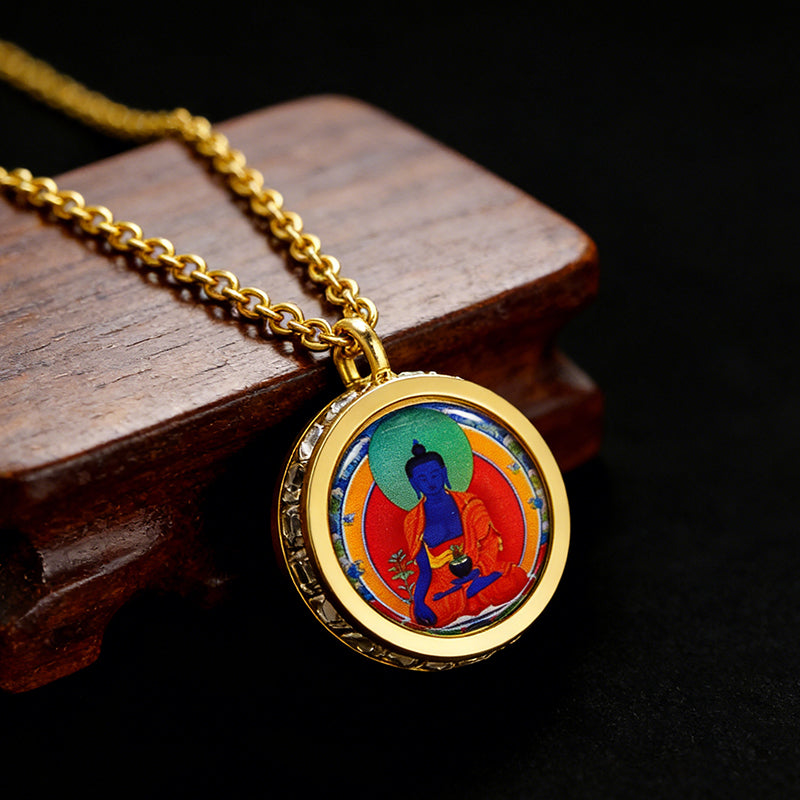 Foreseelucky Medicine Buddha Thangka Pendant Style 1