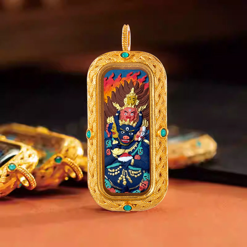 Foreseelucky Yamantaka Vajrabhairava Thangka Pendant Style 1