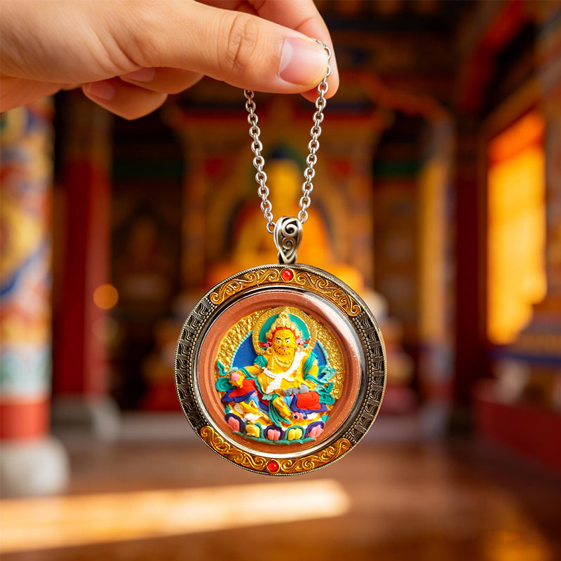 Foreseelucky Yellow Jambhala Thangka Round