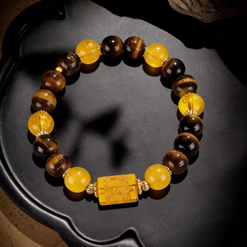 Natural Yellow Tiger’s Eye Stone Bead Bracelet