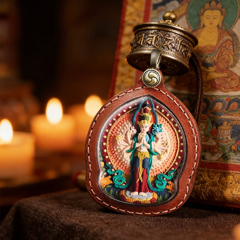 Foreseelucky Thousand-Armed Avalokiteshvara Thangka Pendant Style 2