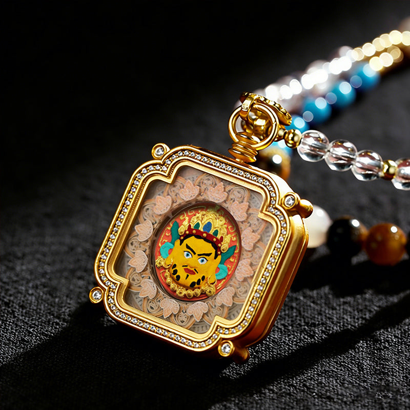 Foreseelucky Yellow Jambhala Thangka Pendant Square