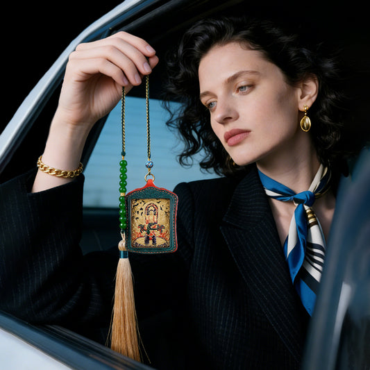 Foreseelucky Copper-Carved Thangka Car Charm Pendant