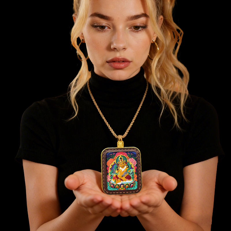 Foreseelucky Yellow Jambhala Thangka Square